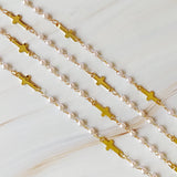 Collar Largo Perlas Y Cruces