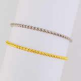 Slim And Cabled Open Bangle Bracelet
