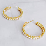 Pendientes de aro de perlas con clase para mujer