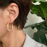 Pendientes de aro de perlas con clase para mujer
