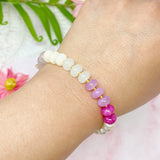 Bracelet extensible à boules semi-précieuses