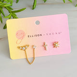 Ensemble de 3 boucles d'oreilles liées Be The Shine