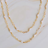 Collar Cadena Larga Mini Perla Mini Estrella