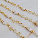 Collar Cadena Larga Mini Perla Mini Estrella