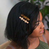 Juego de pasadores para el pelo con cadena de mármol y perlas