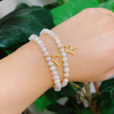 Freshwater Pearl Initial Charm Bracelet
