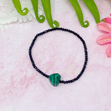Bracelet extensible coeur semi-précieux