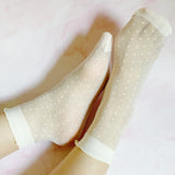 Juego de 2 pares de calcetines transparentes con lunares y fresas