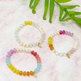 Bracelet extensible à boules semi-précieuses