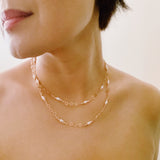 Collar Cadena Larga Mini Perla Mini Estrella