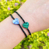 Bracelet extensible coeur semi-précieux