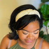 Bandeau élégant orné de perles et nœud