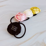 Ensemble d’attaches de cheveux en satin rose cueillies à la main de 4