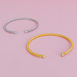 Slim And Cabled Open Bangle Bracelet