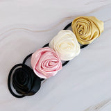 Ensemble d’attaches de cheveux en satin rose cueillies à la main de 4