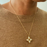 Collier Croix Perle Carrée
