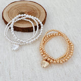 Ball-Beads-Golden-Heart-Stretch-Bracelet-Set-Of-3