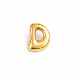Glossy, balloon-style metal initial brooch pins in a playful, rounded design, available in multiple letters with a puffy, dimensional shape and metallic finish.
