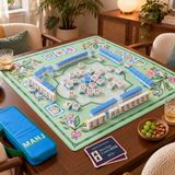 Ellison+Young Bamboo Garden Mahjong Playing Mat – lifestyle image styled for game night