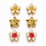 6 metal mini flower hair clips lined up in 3 rows 2 on each row