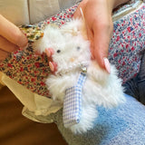 Cute bag charm featuring a fluffy rabbit design with a brushable texture, perfect for adding a playful and whimsical touch to your bag.