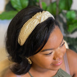 Bandeau élégant orné de perles et nœud