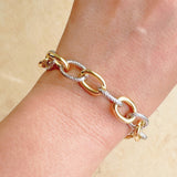 Cabled Texture Two Tone Chain Bracelet