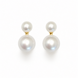 Pair of pearl earrings with gold accents on a white background