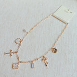 Cross Clover Multi Charm Necklace
Golden