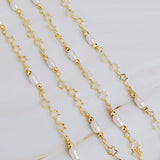 Collar Cadena Larga Mini Perla Mini Estrella