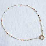 Dainty Color Bead Front Lock Necklace