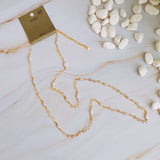 Collar Cadena Larga Mini Perla Mini Estrella