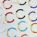 Pendientes de aro de bambú recubiertos de color