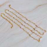 Collar Cadena Larga Mini Perla Mini Estrella
