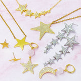 Boucles d'oreilles pendantes cinq étoiles