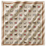 Silk scarf with horse pattern on a beige background