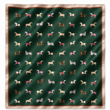 Silk scarf with horse pattern on a green background