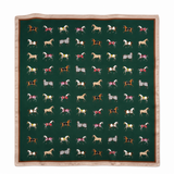 Silk scarf with horse pattern on a green background