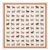 Pattern of small horses in various poses on a beige background with a brown border.