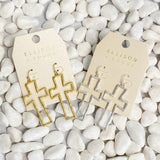 Dangle Cross Outlined Earrings