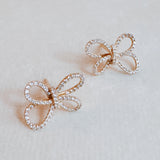 Fiore Bow Pavé Stud Earrings - Moissanite & Gold Plated Sterling Silver