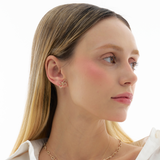 Fiore Bow Pavé Stud Earrings - Moissanite & Gold Plated Sterling Silver