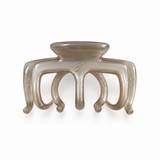 French Modern Acetate Claw Clip in platinum grey, large hold, front view