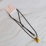 Collier en forme de larme en cuir noir