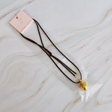 Collier en forme de larme en cuir noir