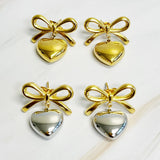 Mini Bow Mini Heart Earrings