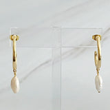 Boucles d'oreilles créoles en or et perles pendantes