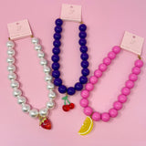 Collier de boules de couleur, fruits sucrés, joli collier
