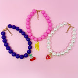Collier de boules de couleur, fruits sucrés, joli collier