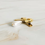 Golden Bow Dangle Pearl Hair Clip